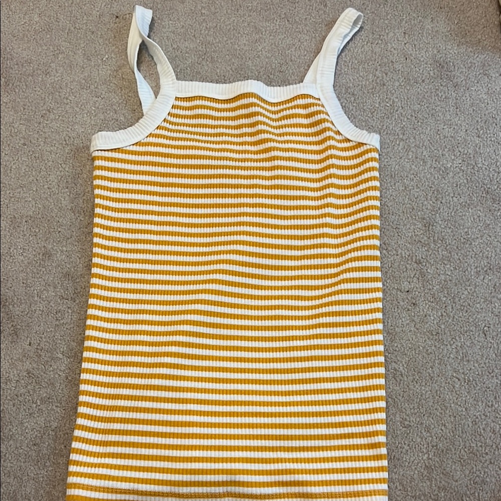 Yellow and White Striped Tank Dress